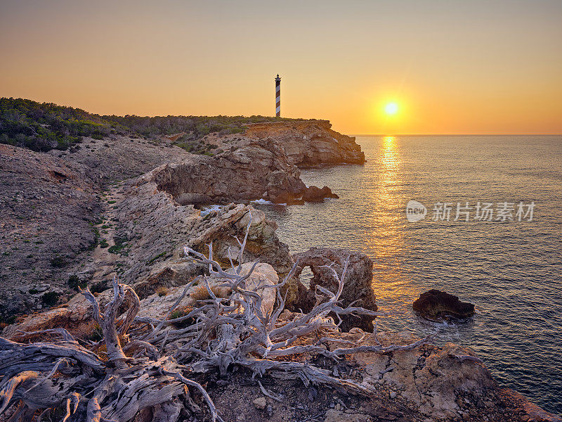 Faro de Portinatx, Far de sa Punta des Moscarter，日落灯塔，伊比沙岛，西班牙